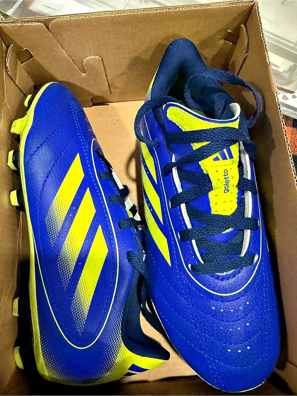 adidas Goletto IX FG/MG J Kids Soccer Cleats Blue & Yellow US 1